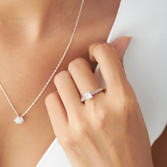 Princess Cut Pave Solitaire Engagement Ring Princess Cut Pave Solitaire Engagement Ring