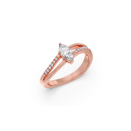 Marquise-Cut Diamond Split Shank Ring Marquise-Cut Diamond Split Shank Ring - Rose