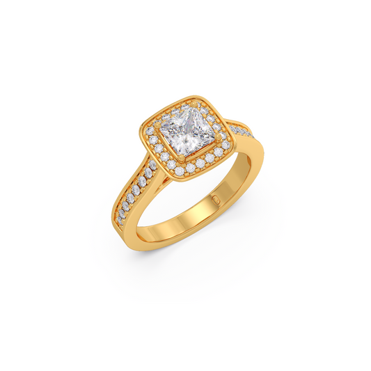 Royal Princess Halo Engagement Ring Royal Princess Halo Engagement Ring - Yellow