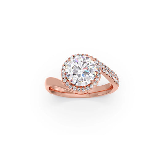 Round-Cut Halo Pavé Twist Engagement Ring Round-Cut Halo Pavé Twist Engagement Ring