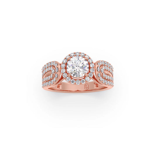 account-offers Round Halo Solitaire Ring with Diamond Accented Shoulders