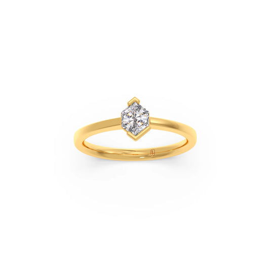 Hexa Solitaire Half Bezel Diamond Ring Hexa Solitaire Half Bezel Diamond Ring