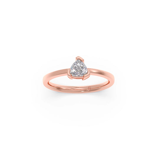 Half Bezel Set Trillion Cut Solitaire Ring Half Bezel Set Trillion Cut Solitaire Ring - Rose