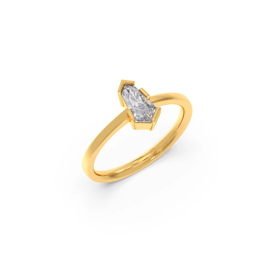 Half Bezel Set Pin Shape Solitaire Ring Half Bezel Set Pin Shape Solitaire Ring - Yellow