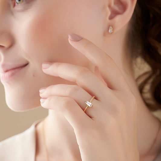 Half Bezel Set Pin Shape Solitaire Ring Half Bezel Set Pin Shape Solitaire Ring