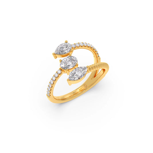 Marquise, Pear, and Oval Diamond Bypass Ring Marquise, Pear, and Oval Diamond Bypass Ring - Yellow