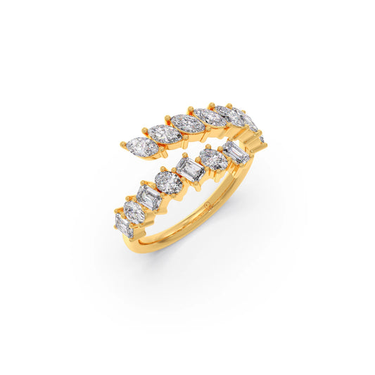 card-product Marquise, Oval, and Emerald-Cut Diamond Bypass Ring