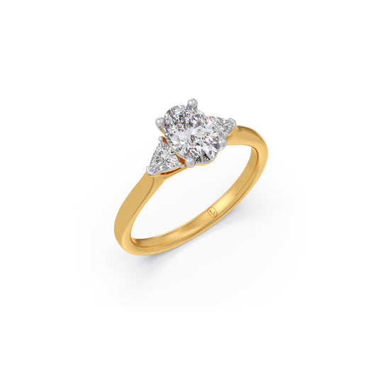 Oval Solitaire with Trillion Side Diamond Ring Oval Solitaire with Trillion Side Diamond Ring - Yellow
