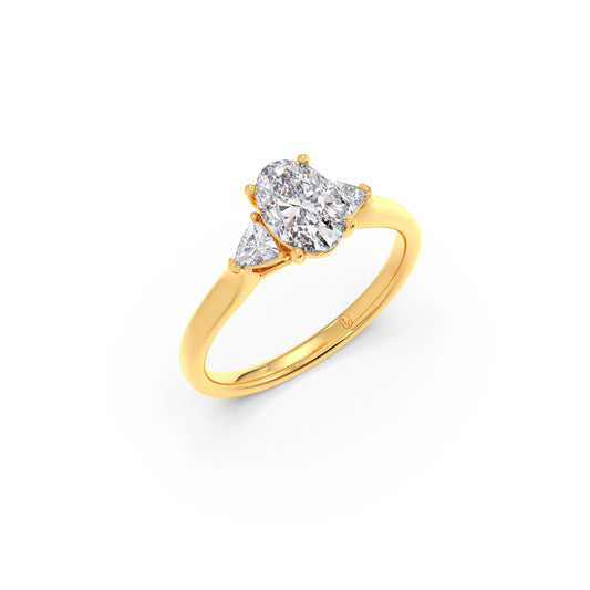 Oval Solitaire with Trillion Side Diamond Ring Oval Solitaire with Trillion Side Diamond Ring - Yellow