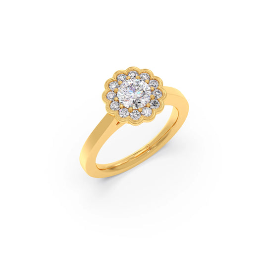 card-product Round Solitaire with Accent Diamonds Ring