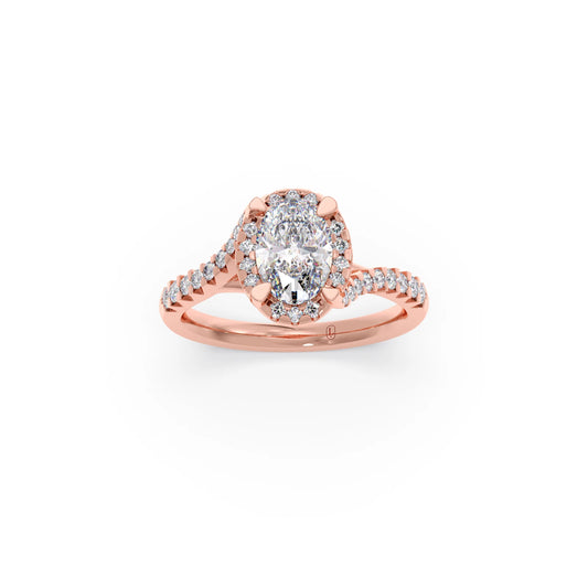 Oval Center Halo Diamond Engagement Ring Oval Center Halo Diamond Engagement Ring - Rose