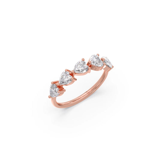 1.17Ct Half Eternity Heart Diamond Band 1.17Ct Half Eternity Heart Diamond Band - Rose