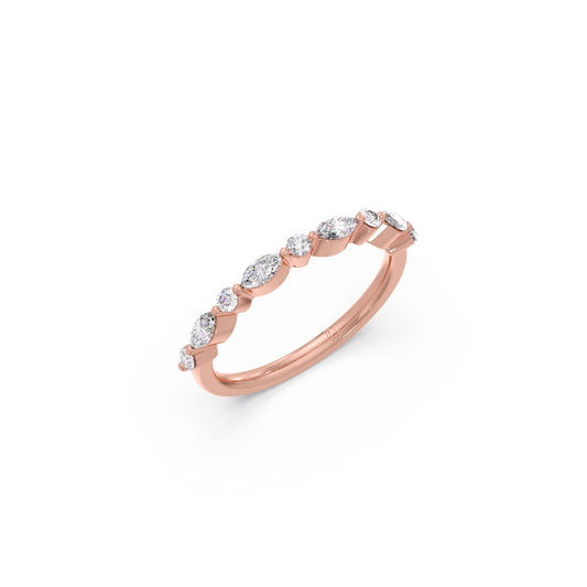 0.30ct Marquise & Round Diamond Half Eternity Band 0.30ct Marquise & Round Diamond Half Eternity Band - Rose