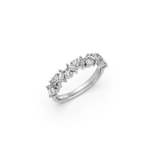 0.59Ct Baguette & Round Diamond Half Eternity Band 0.59Ct Baguette & Round Diamond Half Eternity Band - White