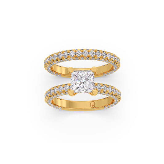 3.92ct Princess & Round Diamond Stackable Ring 3.92ct Princess & Round Diamond Stackable Ring - Yellow