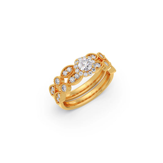 Round Solitaire with Diamond Accented Stackable Ring Round Solitaire with Diamond Accented Stackable Ring - Yellow