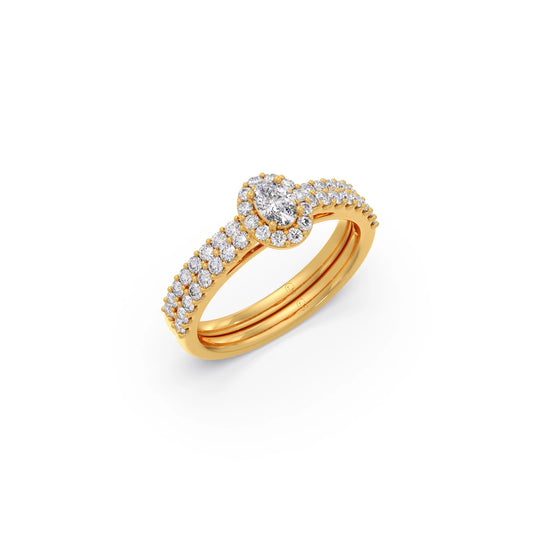 Oval Diamond Cluster Stackable Ring Oval Diamond Cluster Stackable Ring - Yellow