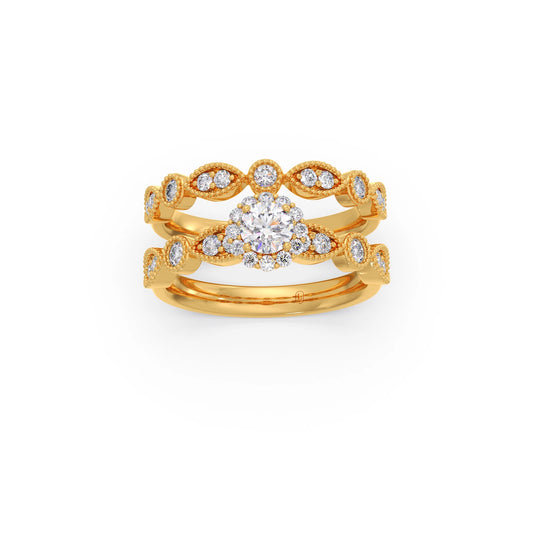 Round Solitaire with Diamond Accented Stackable Ring Round Solitaire with Diamond Accented Stackable Ring