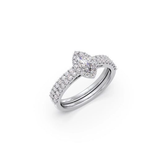 Marquise and Round Diamond Pave Stackable Ring Marquise and Round Diamond Pave Stackable Ring - White