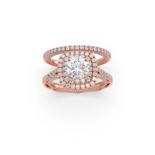 Round Solitaire Stackable Ring with Diamond Shoulders Round Solitaire Stackable Ring with Diamond Shoulders