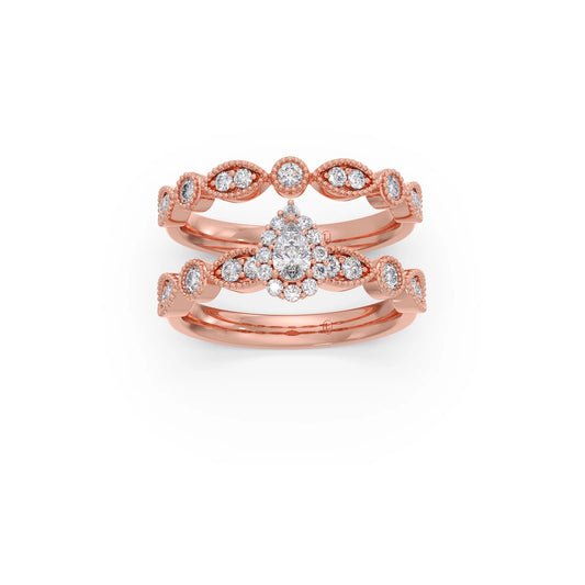 Pear Shaped and Halo Round Diamond Stackable Wedding Ring Pear Shaped and Halo Round Diamond Stackable Wedding Ring