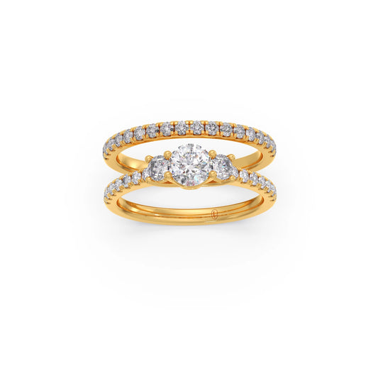 Three Round Solitaire Diamond Stackable Band with Side Diamond Three Round Solitaire Diamond Stackable Band with Side Diamond