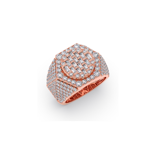 Baguette Round Men's Diamond Ring Baguette Round Men's Diamond Ring - Rose