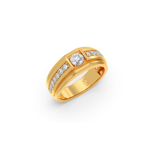 Classic Men's Round Diamond Ring Classic Men's Round Diamond Ring - Yellow
