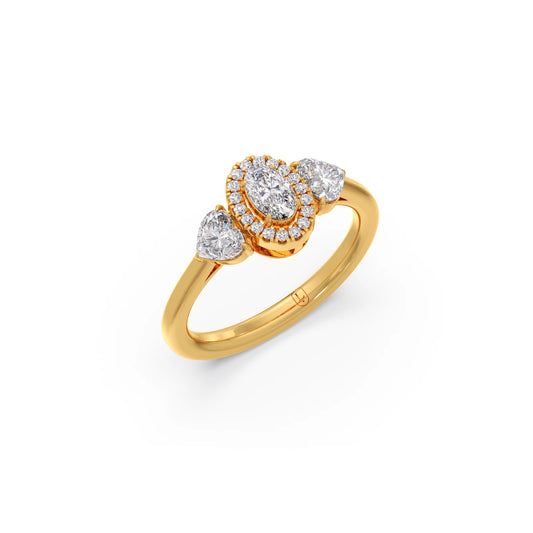 Heart, Oval, and Round Cut Diamond Trilogy Ring Heart, Oval, and Round Cut Diamond Trilogy Ring - Yellow