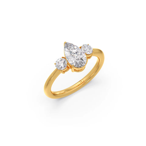 Pear and Round Cut Diamond Trilogy Ring