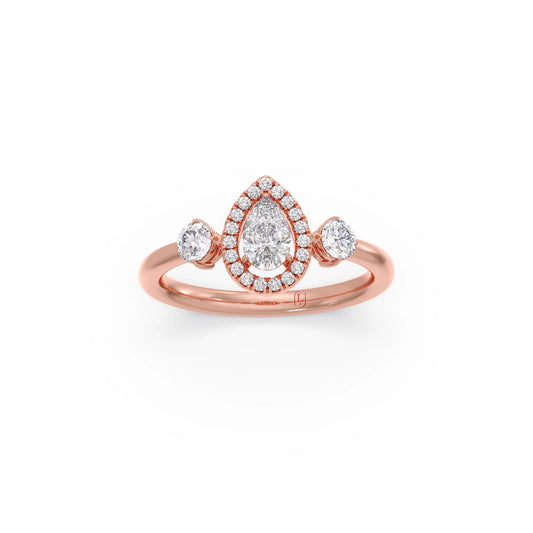 Teardrop and Round Diamond Trilogy Ring Teardrop and Round Diamond Trilogy Ring - Rose