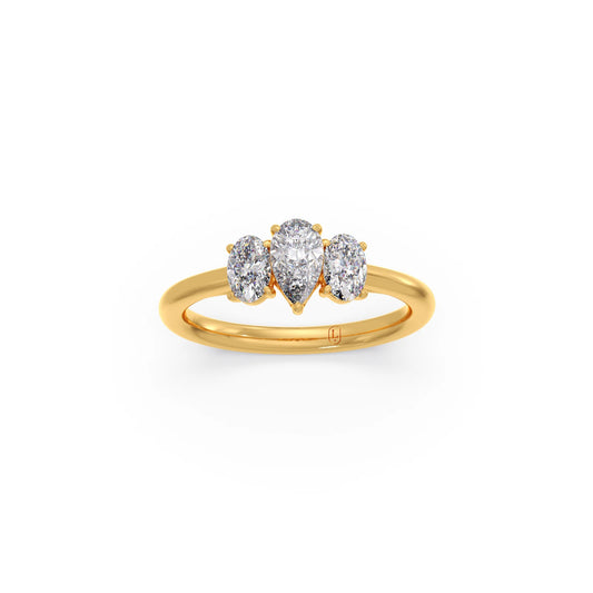 Pear and Oval Diamond Trilogy Ring Pear and Oval Diamond Trilogy Ring