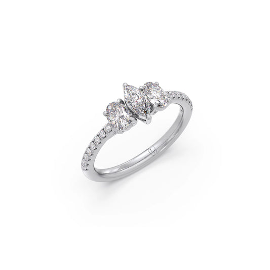 Trilogy Marquise & Oval with Round Diamond Ring Trilogy Marquise & Oval with Round Diamond Ring - White