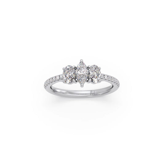 Trilogy Marquise & Oval with Round Diamond Ring Trilogy Marquise & Oval with Round Diamond Ring - White