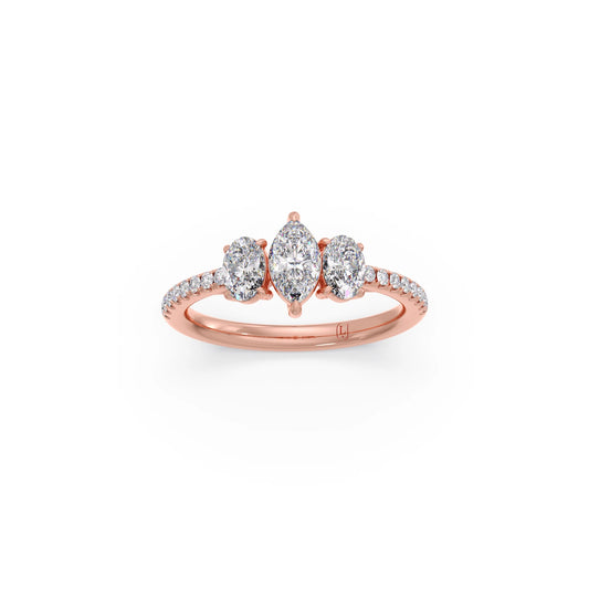 Marquise, Oval, and Round Diamond Trilogy Ring Marquise, Oval, and Round Diamond Trilogy Ring