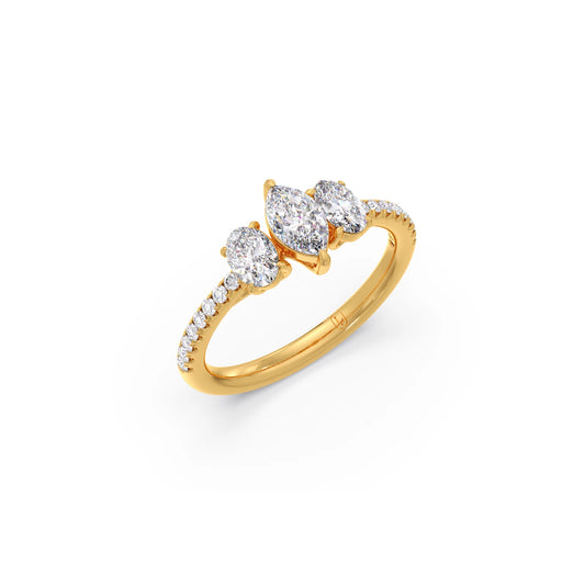 Marquise, Oval, and Round Diamond Trilogy Ring Marquise, Oval, and Round Diamond Trilogy Ring - Yellow