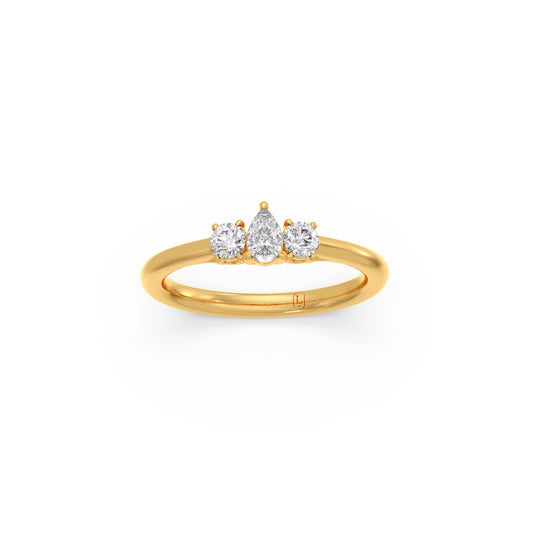 Classic Pear & Round Cut Diamond Trilogy Ring Classic Pear & Round Cut Diamond Trilogy Ring