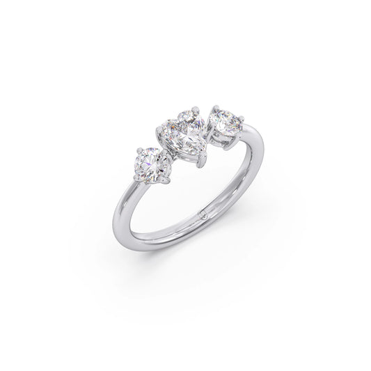 Trilogy Heart and Round Diamond Ring Trilogy Heart and Round Diamond Ring - White
