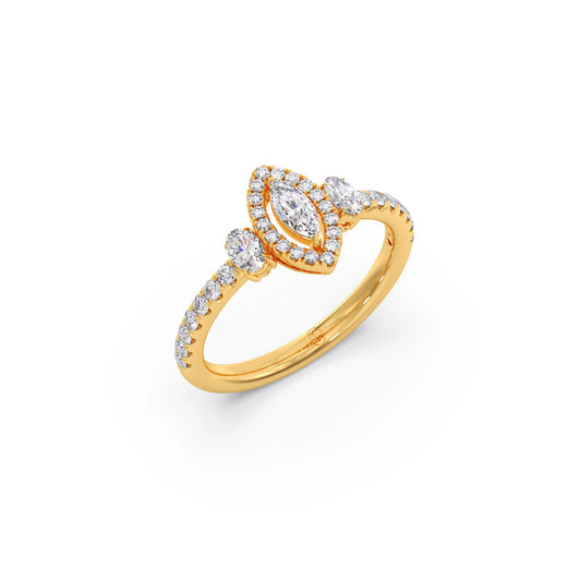 Trilogy Marquise Center with Oval and Round Accents Ring Trilogy Marquise Center with Oval and Round Accents Ring - Yellow