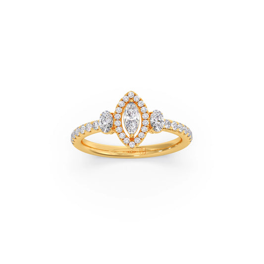 Trilogy Marquise Center with Oval and Round Accents Ring Trilogy Marquise Center with Oval and Round Accents Ring - Yellow