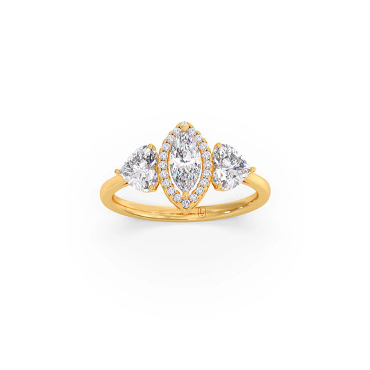 Marquise with Round halo & Heart Diamond Ring Marquise with Round halo & Heart Diamond Ring