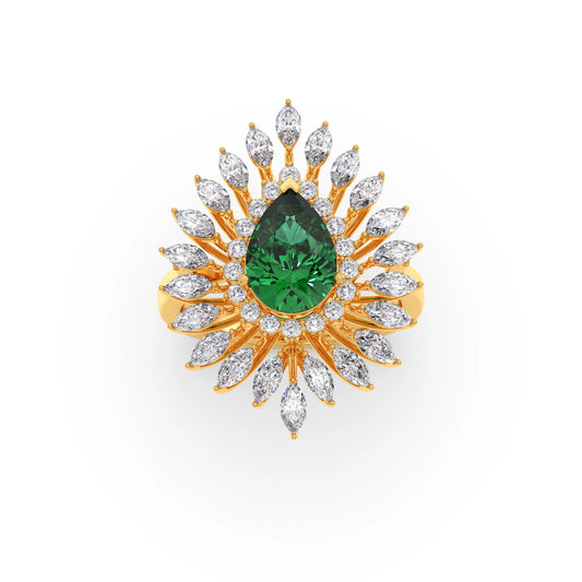 Pear Gemstone with Marquise and Round Diamond Halo Ring Pear Gemstone with Marquise and Round Diamond Halo Ring