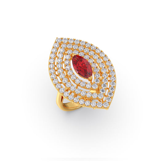 Red Radiance Round Diamond With Gemstone Ring Red Radiance Round Diamond With Gemstone Ring - Yellow