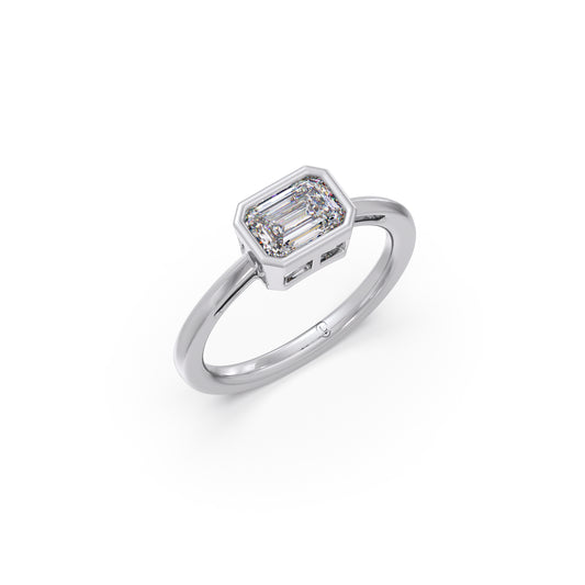 Sleek Emerald Cut Bezel Ring Sleek Emerald Cut Bezel Ring - White