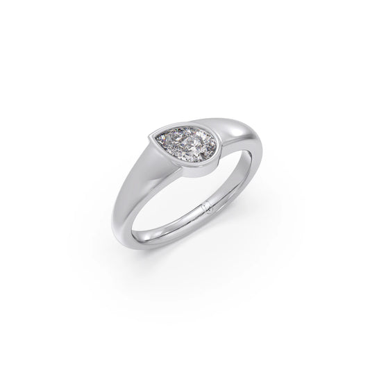 Bezel Set Pear Diamond Ring Bezel Set Pear Diamond Ring - White