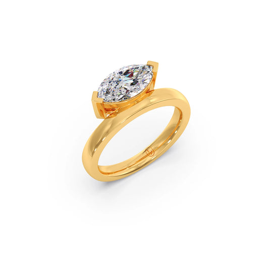 Bezel Set Marquise Shape Diamond Ring Bezel Set Marquise Shape Diamond Ring - Yellow