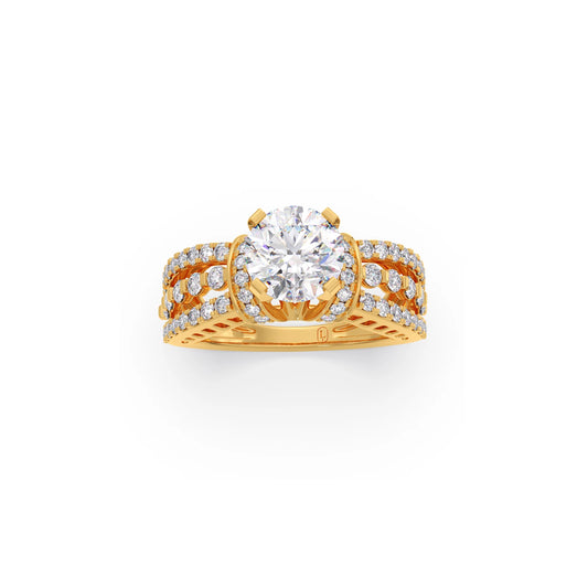 account-offers Round Solitaire Engagement Ring with Pave Set Side Diamond