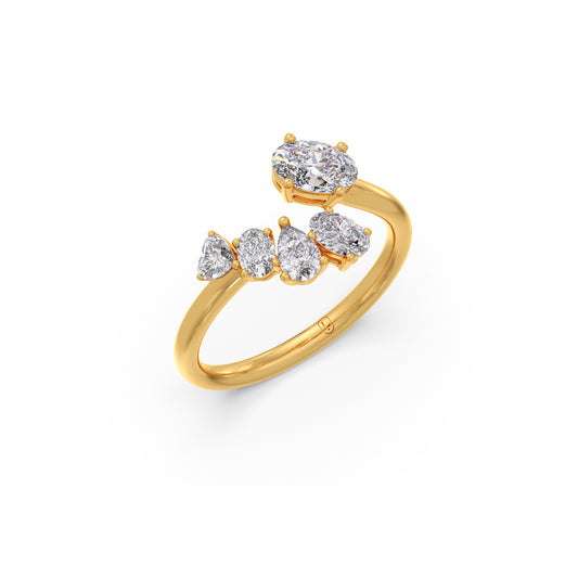 Three-Shape Diamond Cluster Ring Three-Shape Diamond Cluster Ring - Yellow