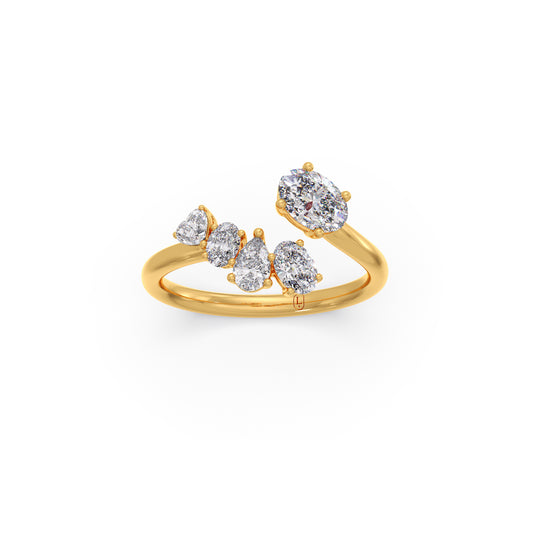 Three-Shape Diamond Cluster Ring Three-Shape Diamond Cluster Ring - Yellow