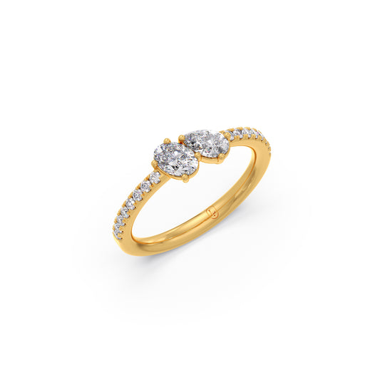 Pear and Oval Diamond with Side Round Diamonds Ring Pear and Oval Diamond with Side Round Diamonds Ring - Yellow